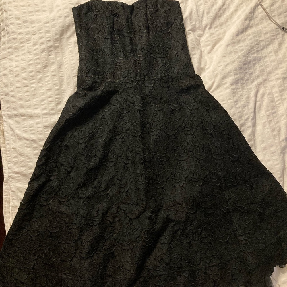 Nicole Miller Collection Black Lace strapless bustier cocktail dress